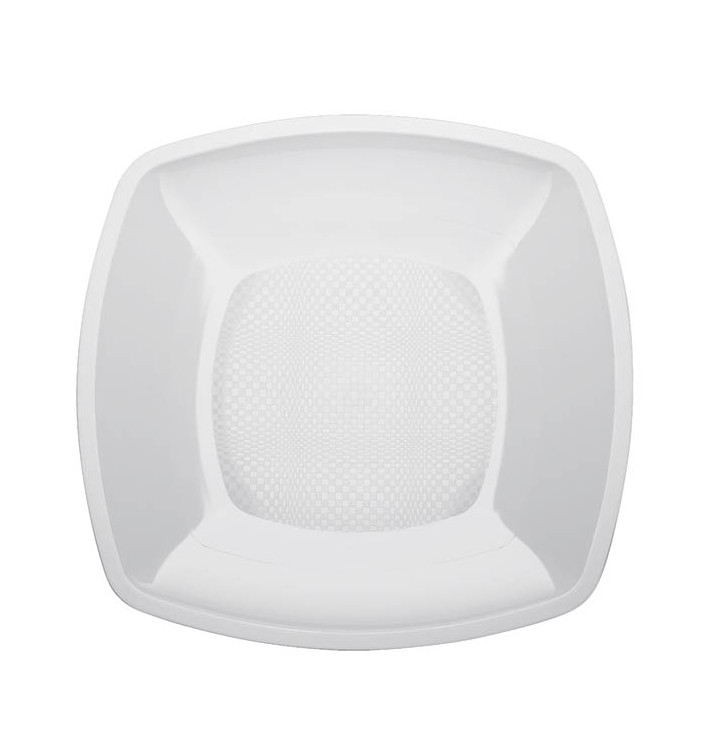 Prato Plastico Raso Quadrado Branco Square PP 230mm (300 Uds) Prato Plastico Raso Quadrado Branco Square PP 230mm (300 Uds)