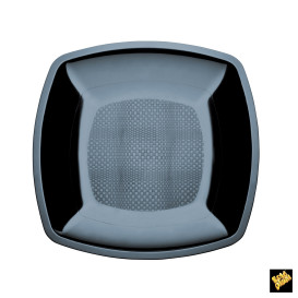 Prato Plastico Raso Preto Square PS 230mm (300 Uds)