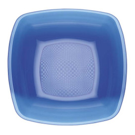 Prato Plastico Fundo Azul Transp. Square PS 180mm (25 Uds)