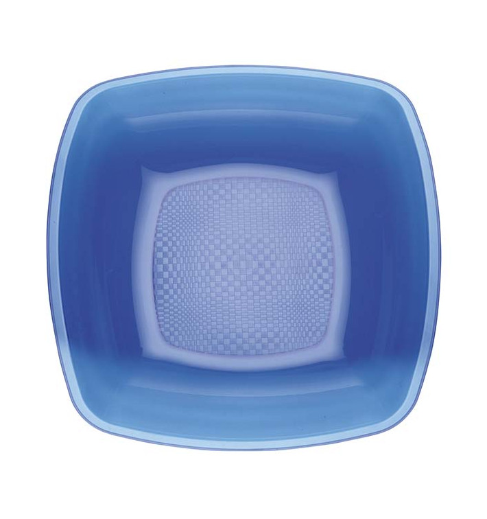 Prato Plastico Fundo Azul Transp. Square PS 180mm (25 Uds) Prato Plastico Fundo Azul Transp. Square PS 180mm (25 Uds)