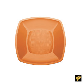 Prato Plastico Raso Laranja Square PP 230mm (300 Uds)