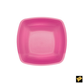 Prato Plastico Fundo Fucsia Square PP 180mm (25 Uds)