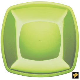 Prato Plastico Raso Verde Limão Square PS 300mm (144 Uds)