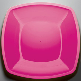 Prato Plastico Raso Fucsia Square PS 300mm (144 Uds)