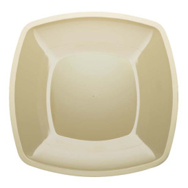 Prato Plastico Raso Creme Square PS 300mm (12 Uds)
