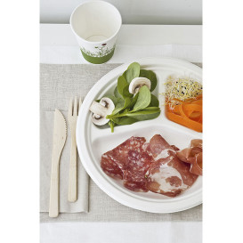 Prato Bio da cana-de-açúcar 3C Branco Ø260mm (50 Uds)