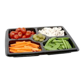 Bandeja Plastico 5C. Retang. Preto 316x265x30mm (50 Uds)
