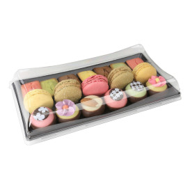 Bandeja Plastico Retang. Preto 12x22cm (50 Uds)