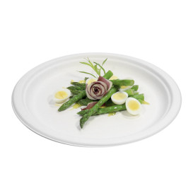 Prato Bio da cana-de-açúcar Branco Ø260mm (50 Uds)