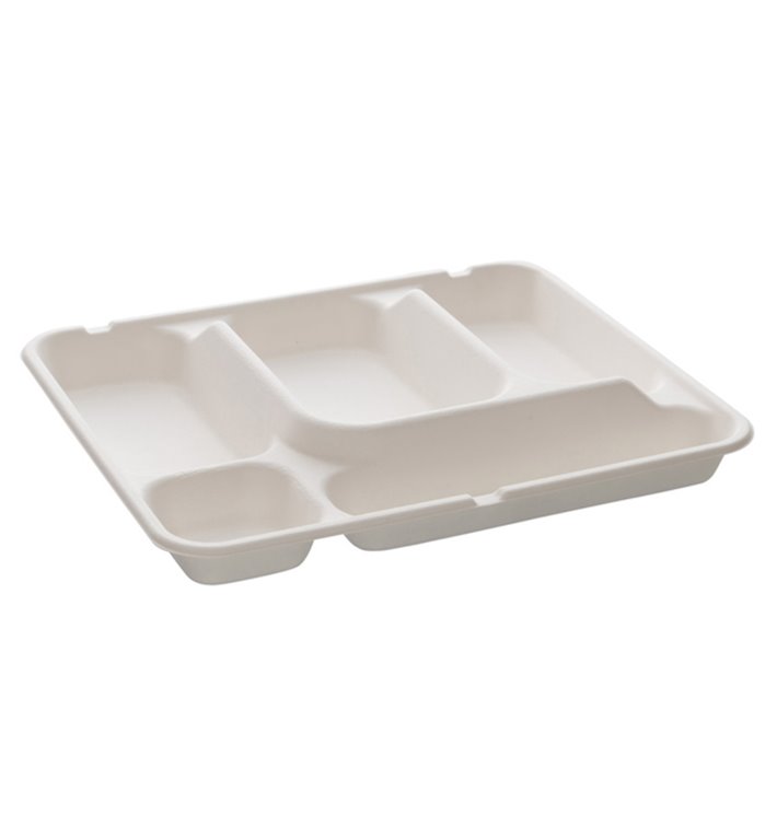 Bandeja Bio da cana-de-açúcar 5 Comp. 265x215x20mm (200 Uds) Bandeja Bio da cana-de-açúcar 5 Comp. 265x215x20mm (200 Uds)