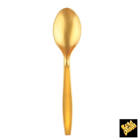 Colher de Plástico PS Premium Ouro 190mm (50 Uds)