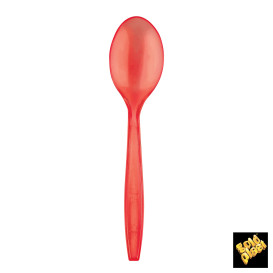 Colher de Plástico PS Premium Vermelho 190mm (50 Uds)