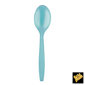 Colher de Plástico PS Premium Turquesa 190mm (50 Uds)