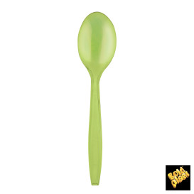 Colher de Plástico PS Premium Verde Lima 190mm (50 Uds)