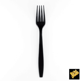 Garfo de Plástico Premium PS Preto 190mm (50 Uds)