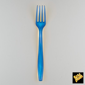 Garfo de Plástico PS Premium Azul 190mm (50 Uds)
