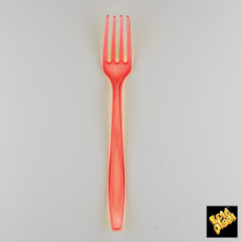 Garfo de Plástico PS Premium Vermelho 190mm (50 Uds)