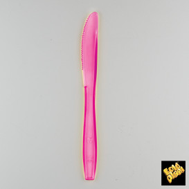 Faca de Plástico PS Premium Fucsia 190mm (50 Uds)