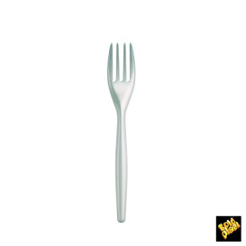 Garfo de Plástico Easy PS Branco Perle 180mm (20 Uds)