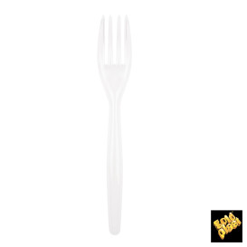Garfo de Plástico Easy PS Branco 180mm (20 Uds)