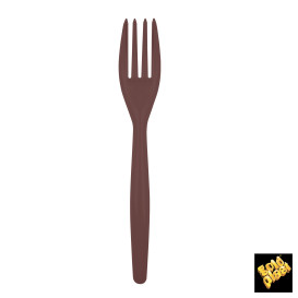 Garfo de Plástico Easy PS Marrom 180mm (20 Uds)