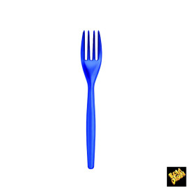 Garfo de Plástico Easy  PS Azul Transp. 180mm (20 Uds)