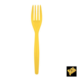 Garfo de Plástico Easy PS Amarelo 180 mm (500 Uds)