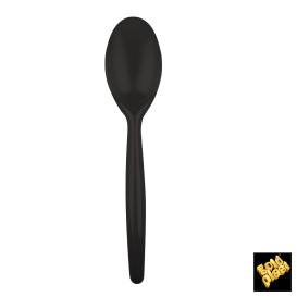 Colher de Plástico Easy PS Preto 185mm (20 Uds)