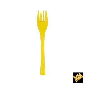 Garfo de Plástico Fly Amarelo Transp. 140mm (50 Uds)