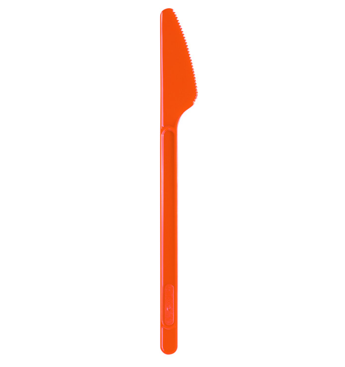 Faca de Plastico Grande Laranja PS 175mm (600 Uds) Faca de Plastico Grande Laranja PS 175mm (600 Uds)