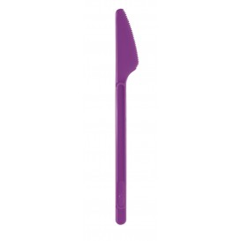 Faca de Plastico Grande Violeta PS 175mm (20 Uds)