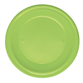 Prato Plastico PS Fundo Verde Limão Ø220 mm (30 Unidades)