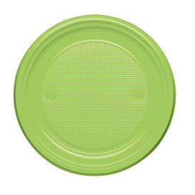 Prato Plastico PS Raso Verde Limão Ø170mm (50 Unidades)