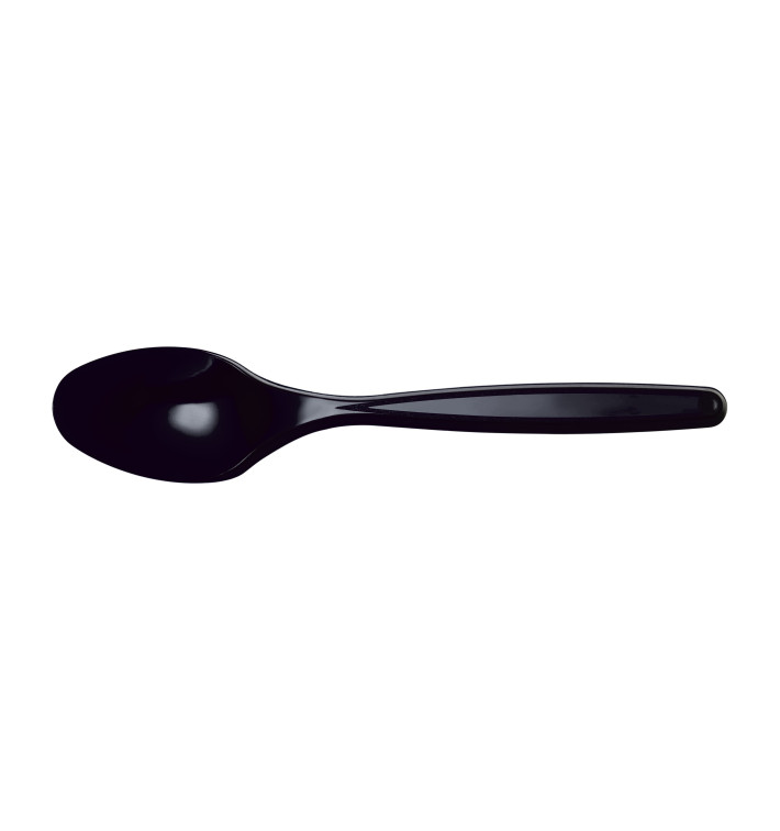 Colher de Plastico PS Preto 120mm (1200 Uds) Colher de Plastico PS Preto 120mm (1200 Uds)