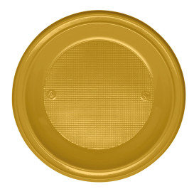 Prato Plastico PS Raso Ouro Ø220 mm (780 Unidades)