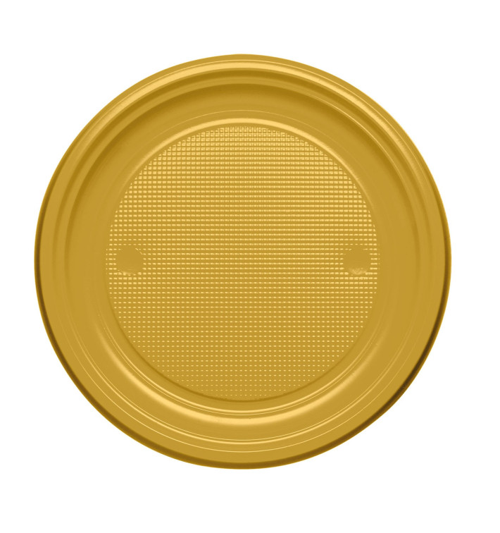 Prato Plastico PS Raso Ouro Ø170mm (1100 Unidades) Prato Plastico PS Raso Ouro Ø170mm (1100 Unidades)