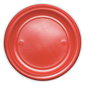 Prato Plastico PS Raso Vermelho Ø220mm (30 Unidades)