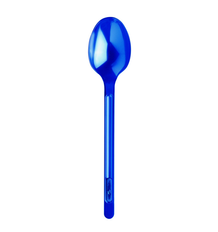 Colher de Plastico PS Grande Azul Escuro 175mm (600 Uds) Colher de Plastico PS Grande Azul Escuro 175mm (600 Uds)