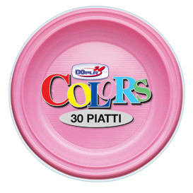 Prato Plastico PS Fundo Rosa Ø220mm (30 Unidades)