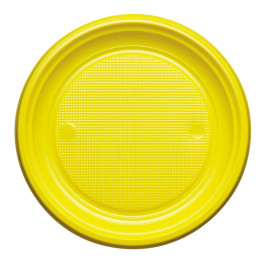 Prato Plastico PS Raso Amarelo Ø220mm (30 Unidades)