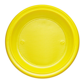 Prato Plastico PS Fundo Amarelo Ø220mm (30 Unidades)