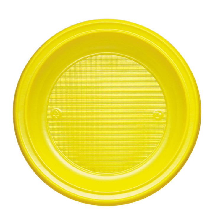 Prato Plastico PS Fundo Amarelo Ø220mm (600 Unidades)