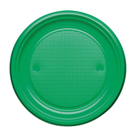 Prato Plastico PS Raso Verde Ø170mm (50 Unidades)