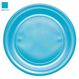 Prato Plastico PS Raso Turquesa Ø220mm (30 Unidades)