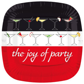 Prato Cartone Quadrado "Joy of Party" 230mm (8 Unidades)