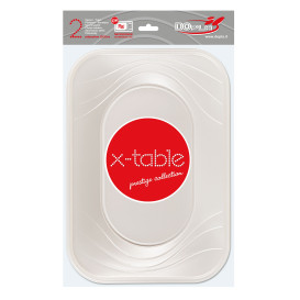 Bandeja Plastico PP "X-Table" Pérola 330x230mm (2 Unidades)