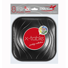 Prato Plastico PP "X-Table" Quadrado Preto 180mm (8 Unidades)