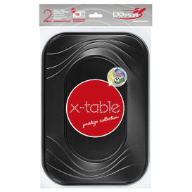 Bandeja Plastico PP "X-Table" 3C Preto 330x230mm (2 Unidades)