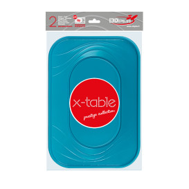 Bandeja Plastico PP "X-Table" Turquesa 330x230mm (2 Unidades)