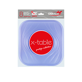 Prato Plastico PP "X-Table" Quadrado Raso Violeta 230mm (8 Unidades)